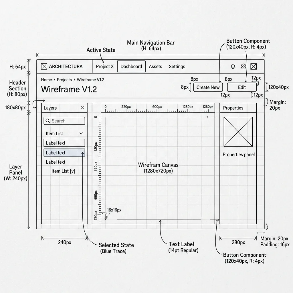 Wireframe for Interfaces with a point of view